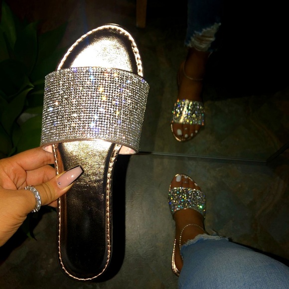 rose gold rhinestone shoes